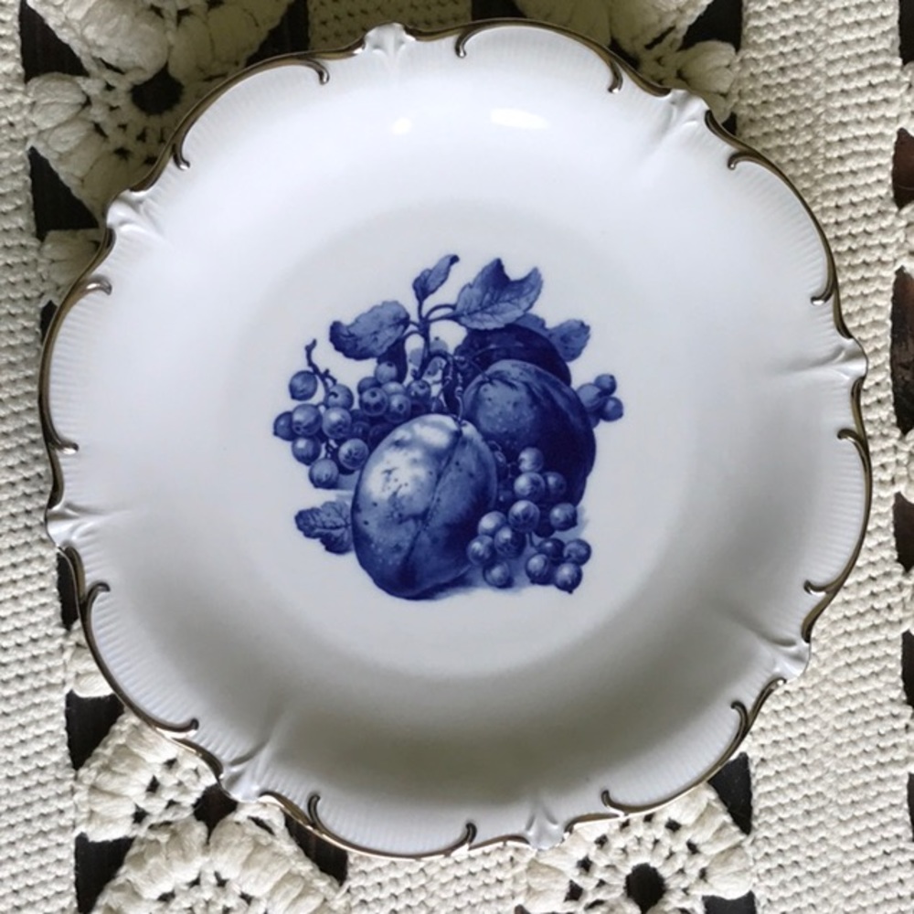 Golden Crown Fine China Serving Dish Vintage Fruit